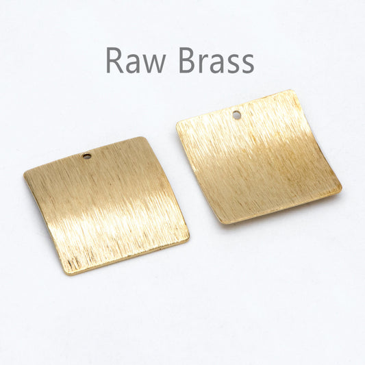 10pcs Raw Brass Curved Square Charm, Geometric Disc Pendants 35x27mm, Brass Findings Wholesale (RB-212)
