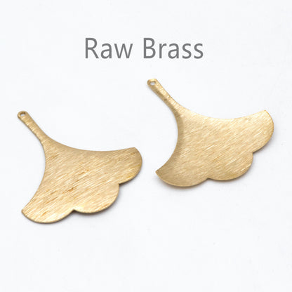 10pcs Raw Brass Brushed Leaf Charm Pendants 37x31.5mm, Brass Findings Wholesale (RB-213)