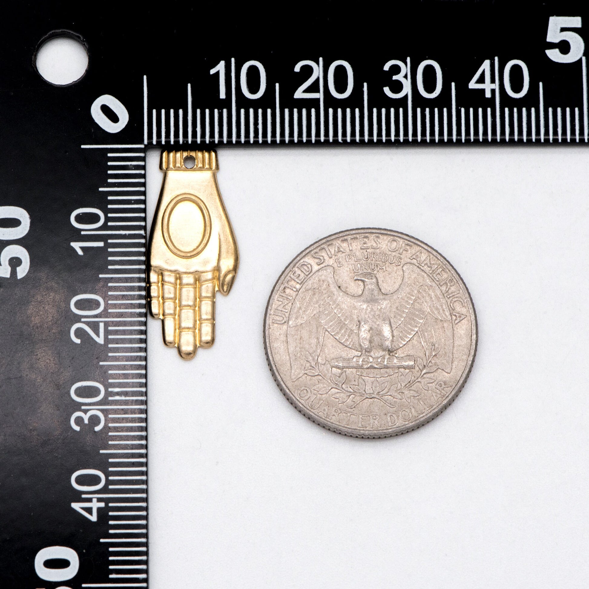 10pcs Raw Brass Hand Charm Pendants 24.5x10.5mm, Brass Findings Wholesale (RB-227)