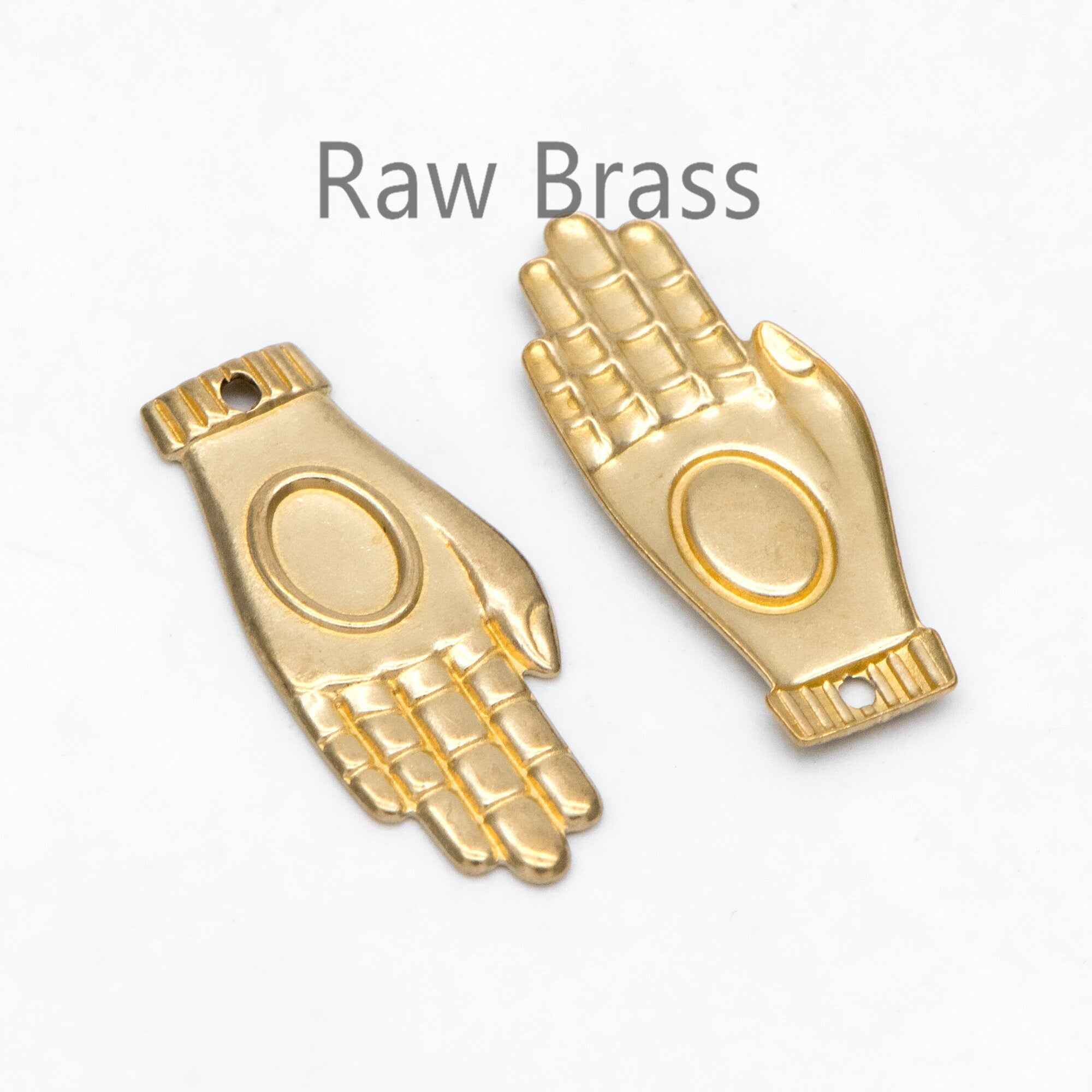 10pcs Raw Brass Hand Charm Pendants 24.5x10.5mm, Brass Findings Wholesale (RB-227)