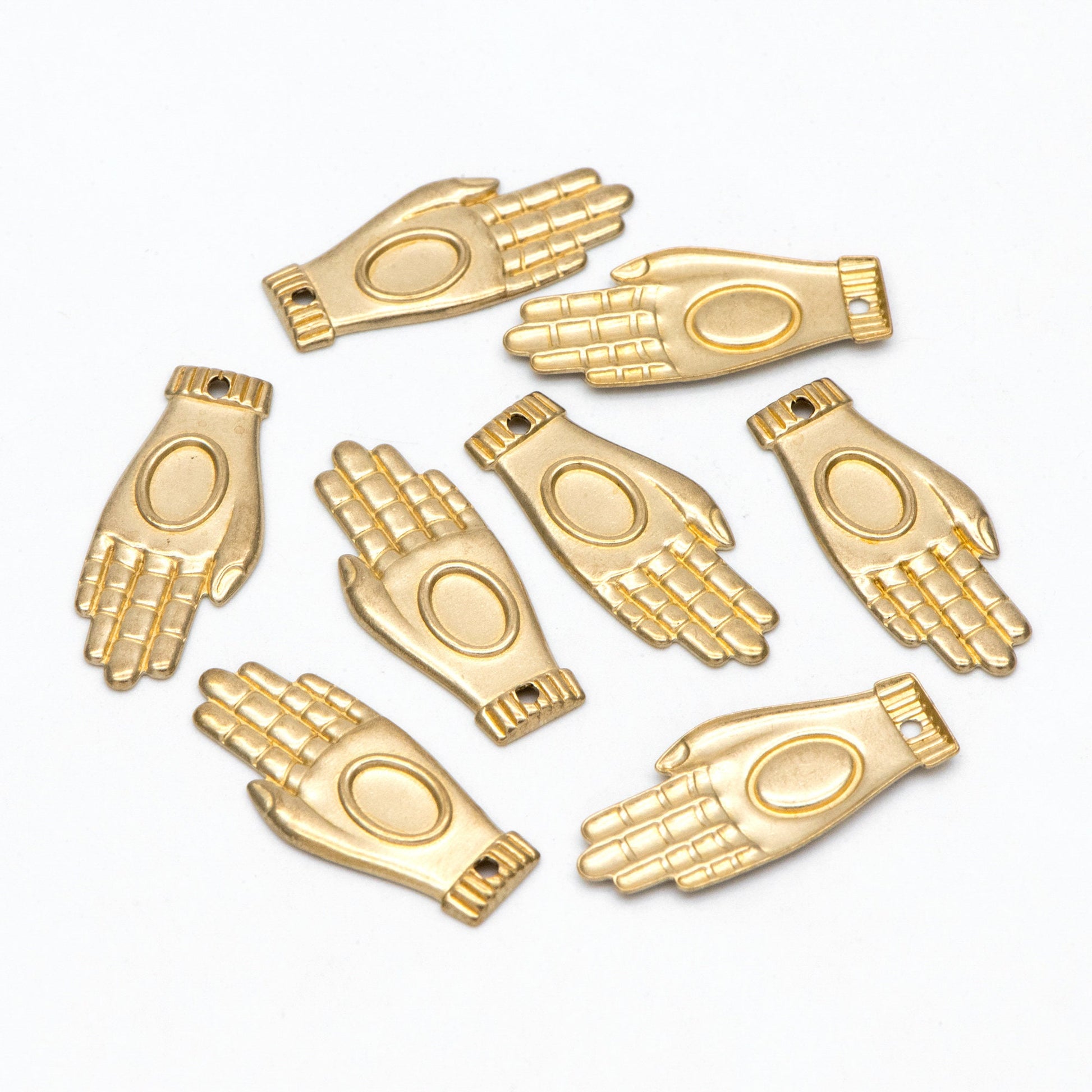 10pcs Raw Brass Hand Charm Pendants 24.5x10.5mm, Brass Findings Wholesale (RB-227)