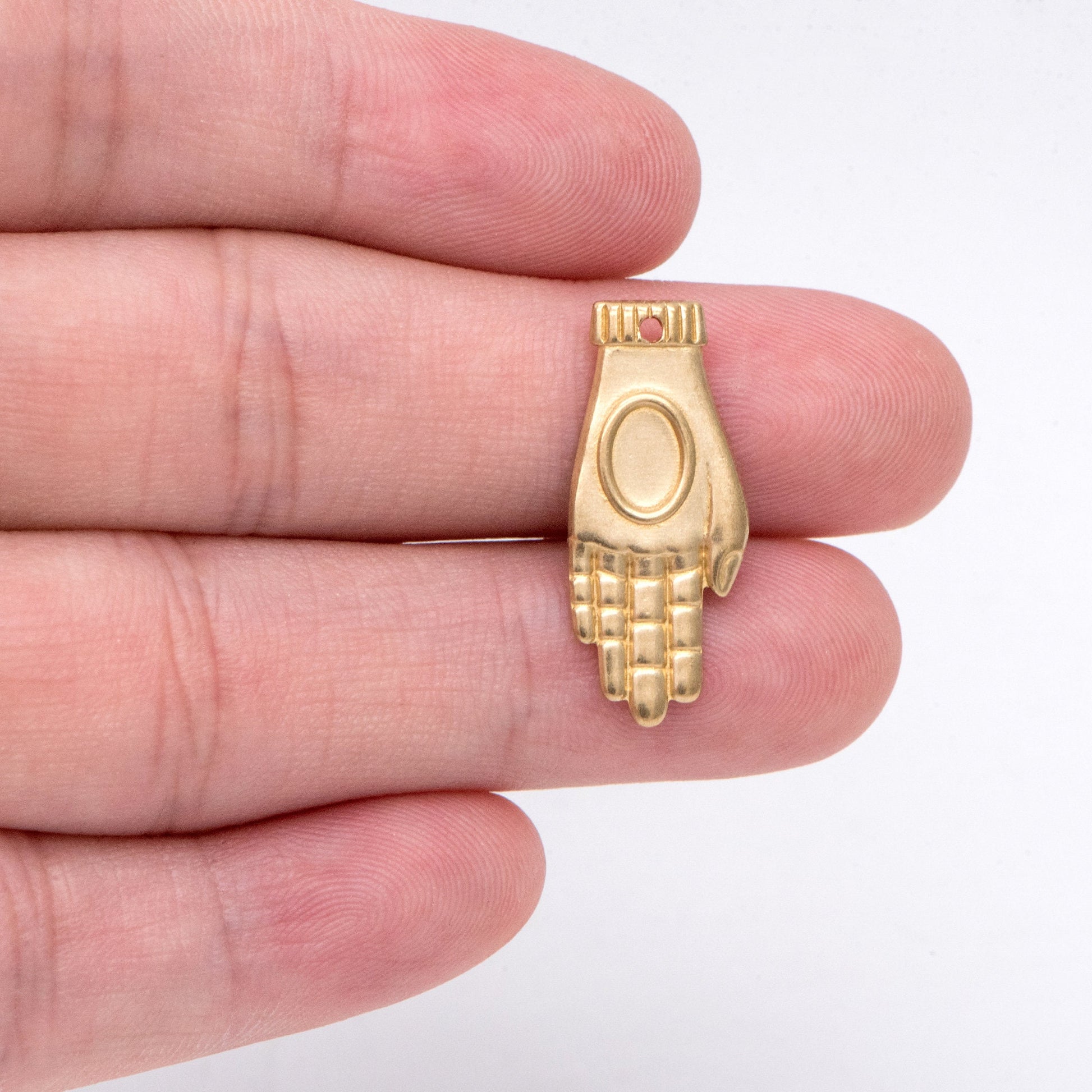 10pcs Raw Brass Hand Charm Pendants 24.5x10.5mm, Brass Findings Wholesale (RB-227)