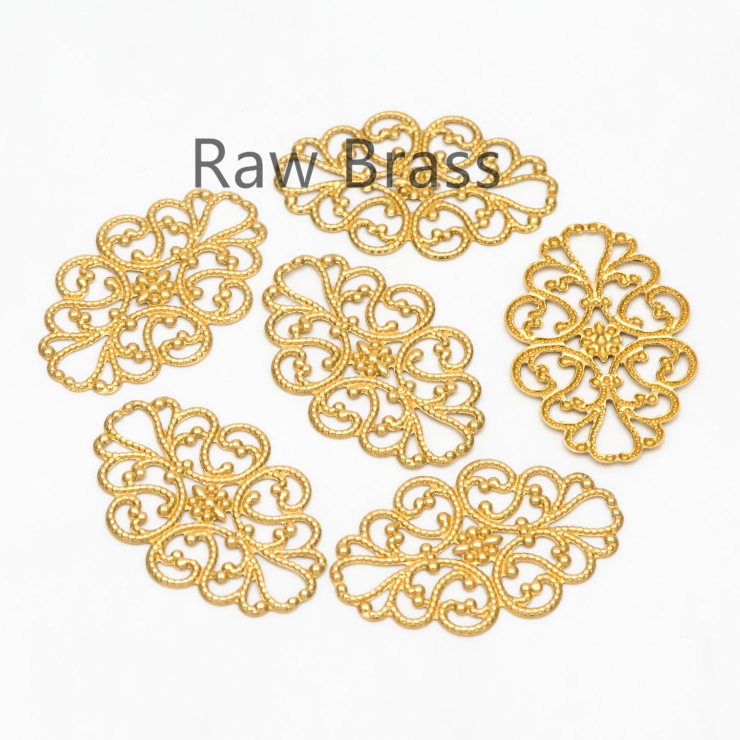 10pcs Raw Brass Filigree Charm Pendants 31.5x20mm, Brass Findings Wholesale (RB-197)