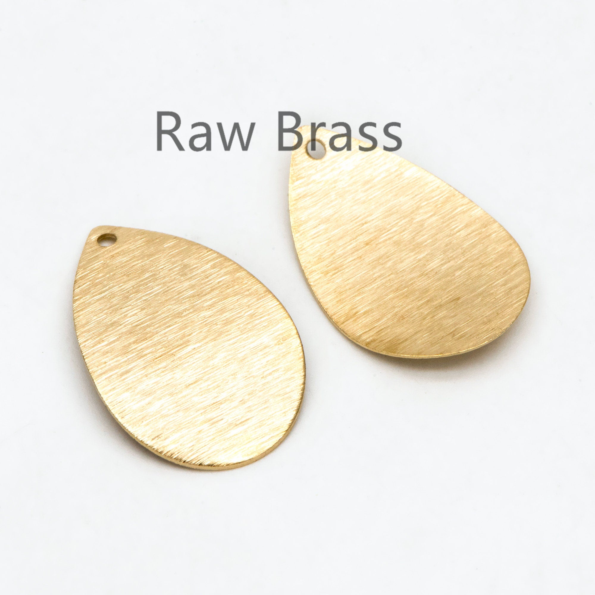 10pcs Raw Brass Brushed Teardrop Pendants 26x17mm, Geometric Curved Teardrop Charms (RB-204)