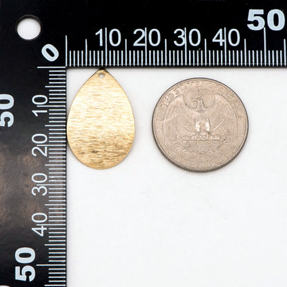 10pcs Raw Brass Brushed Teardrop Pendants 26x17mm, Geometric Curved Teardrop Charms (RB-204)