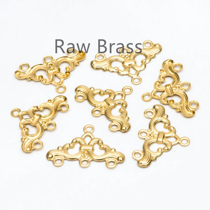20pcs Raw Brass Filigree Triangle Charm Connectors 17x25.5mm, Brass Earring Findings Wholesale (RB-201)