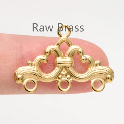 20pcs Raw Brass Filigree Triangle Charm Connectors 17x25.5mm, Brass Earring Findings Wholesale (RB-201)
