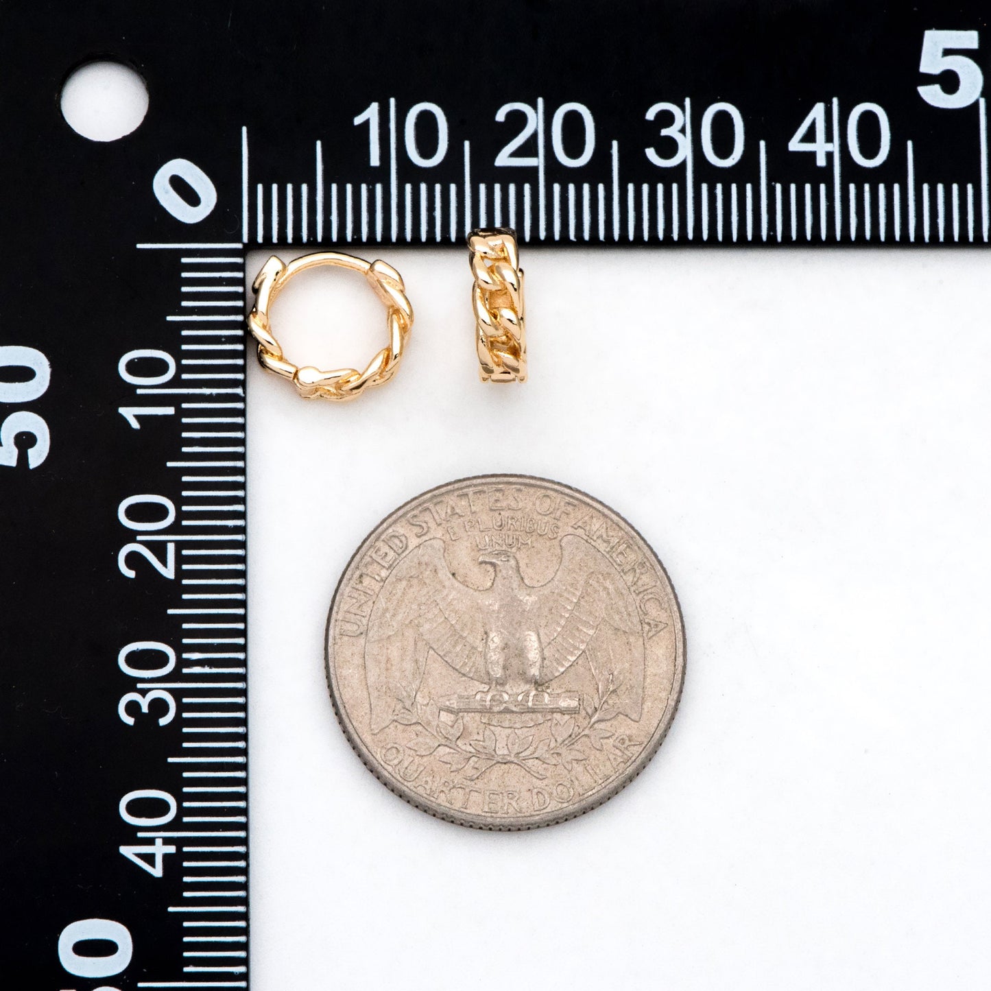 10pcs Gold Plated Chain Hoop Earrings: Tiny Huggie Style (GB-3020)