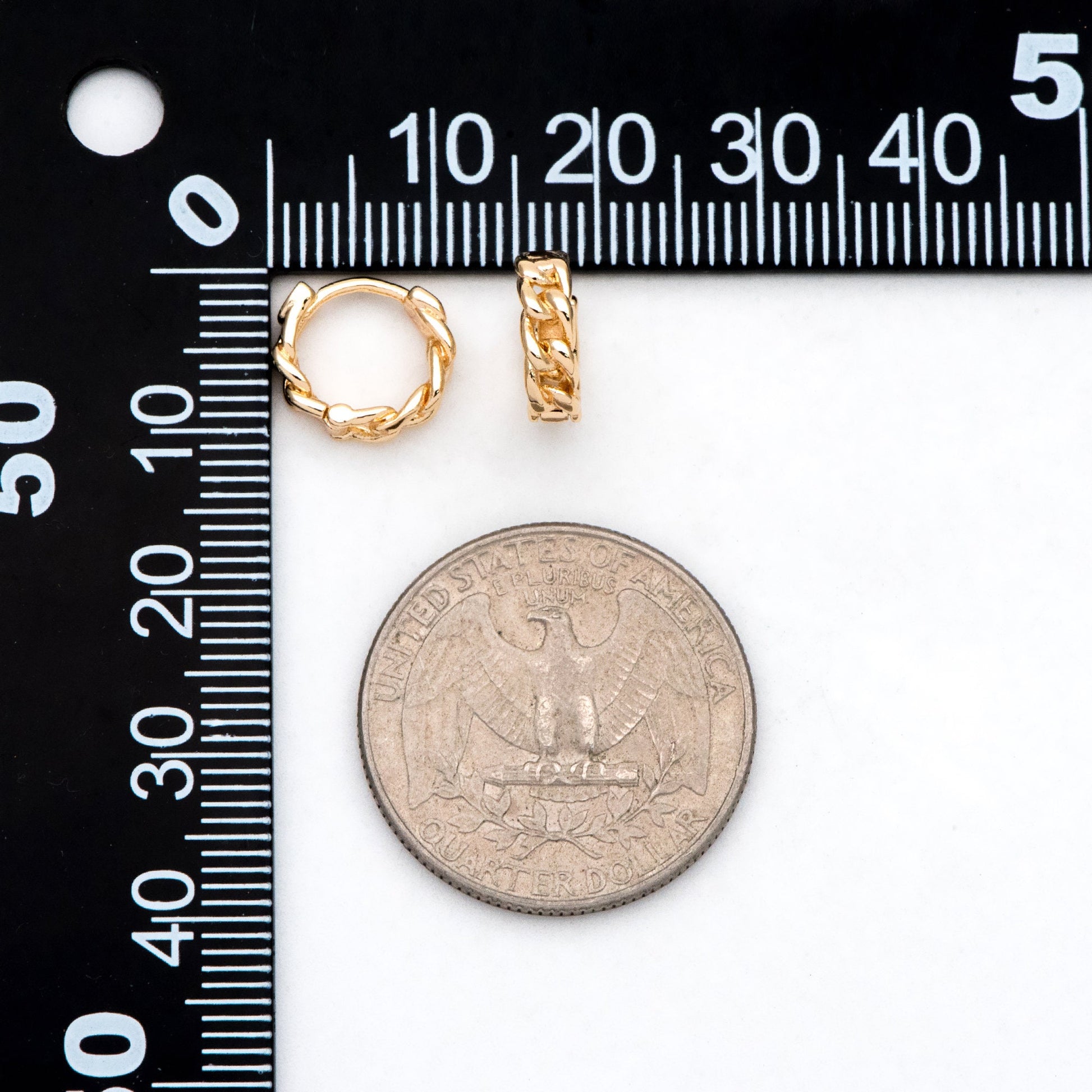 10pcs Gold Plated Chain Hoop Earrings: Tiny Huggie Style (GB-3020)