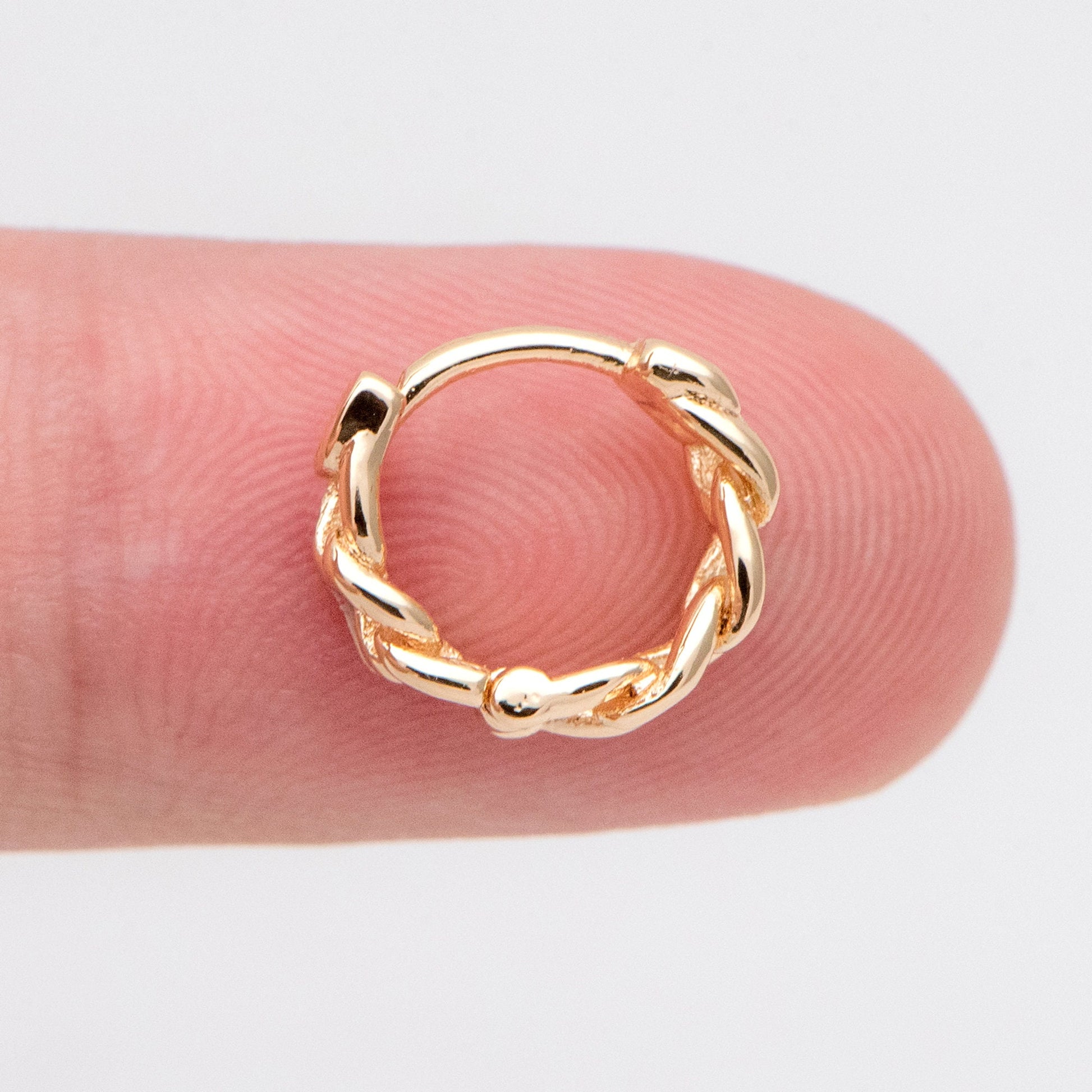 10pcs Gold Plated Chain Hoop Earrings: Tiny Huggie Style (GB-3020)