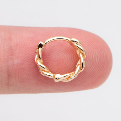 10pcs Gold Plated Chain Hoop Earrings: Tiny Huggie Style (GB-3020)