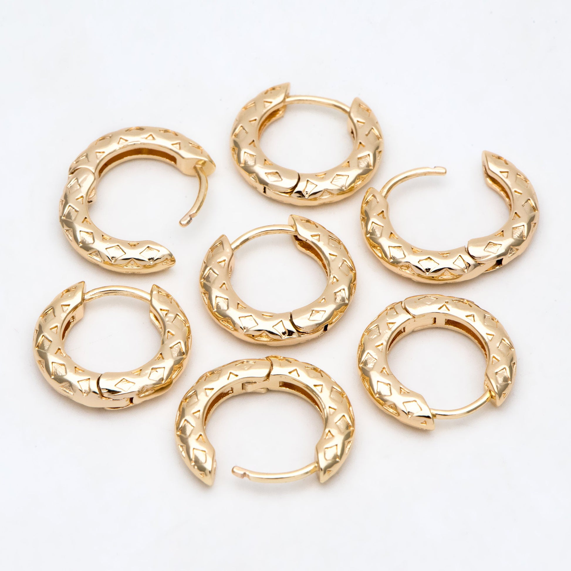 4pcs Gold Hoop Earrings, Gold Huggie Earrings, Gold Hoops, Huggies (GB-3021)