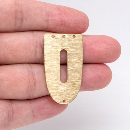 10pcs Raw Brass Half Oval Charm Pendants 35x20mm, Brass Findings Wholesale (RB-241)