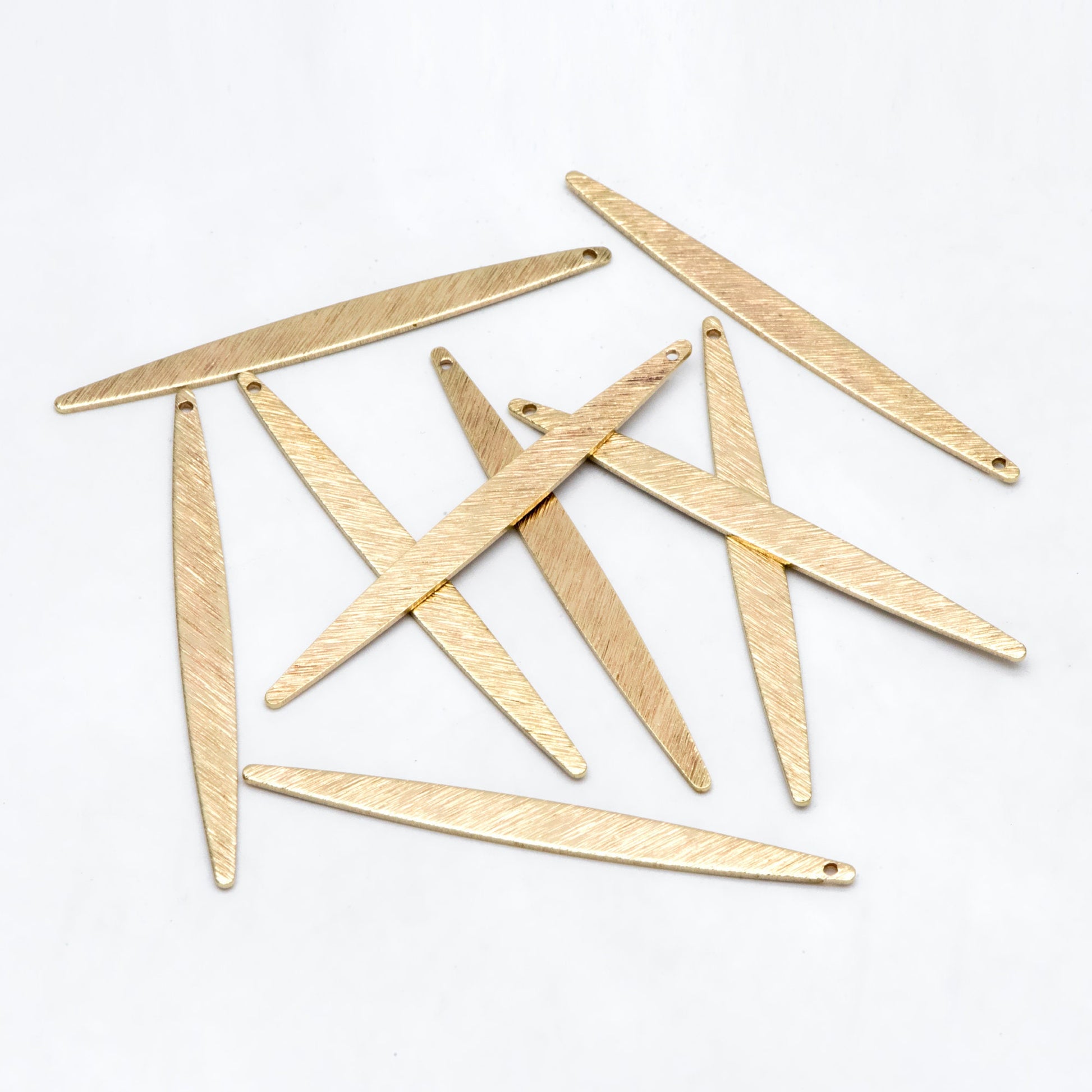 10pcs Raw Brass Long Leaf Charm Pendants 62x5.5mm, Brass Findings Wholesale (RB-242)