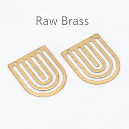 10pcs Raw Brass Half Oval Charm Connectors 25x20mm, Rainbow Shaped Brass Pendants Wholesale (RB-249)