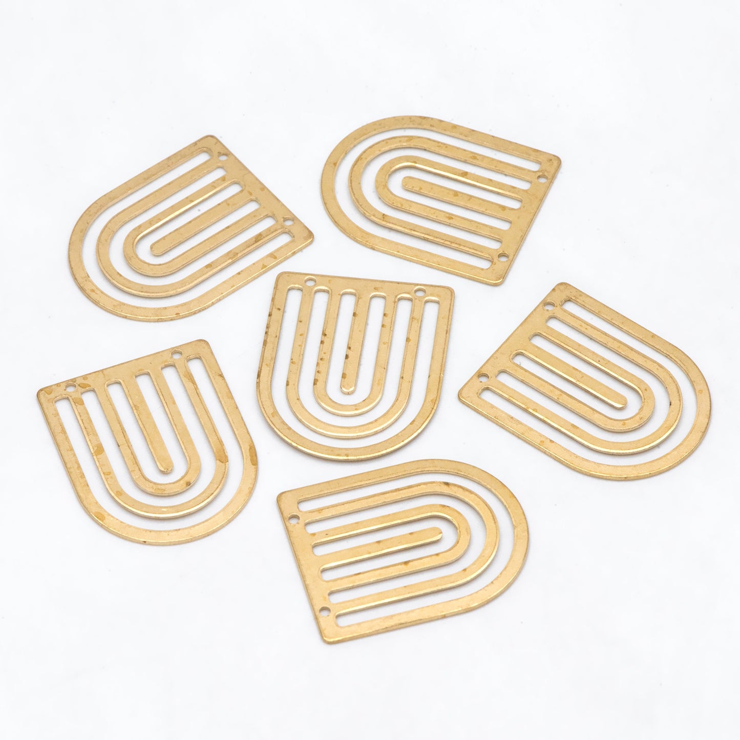 10pcs Raw Brass Half Oval Charm Connectors 25x20mm, Rainbow Shaped Brass Pendants Wholesale (RB-249)