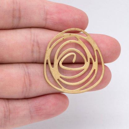 10pcs Raw Brass Hollow Charm Pendants 32x30mm, Brass Findings Wholesale (RB-251)