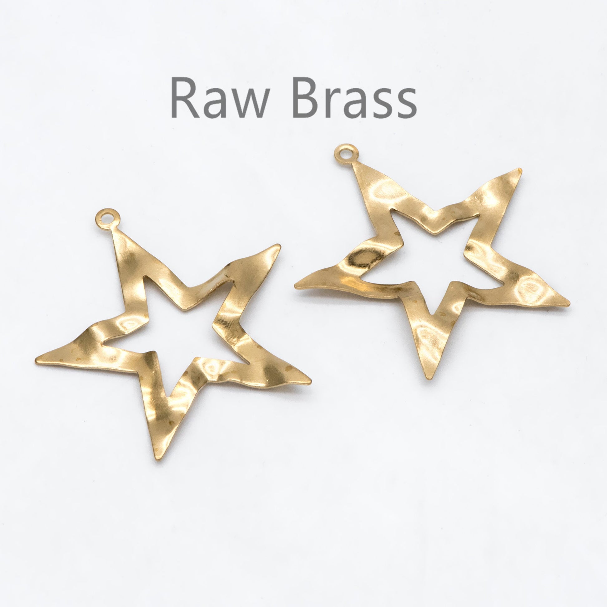 10pcs Raw Brass Star Charm Pendants 40x39mm, Brass Findings Wholesale (RB-253)