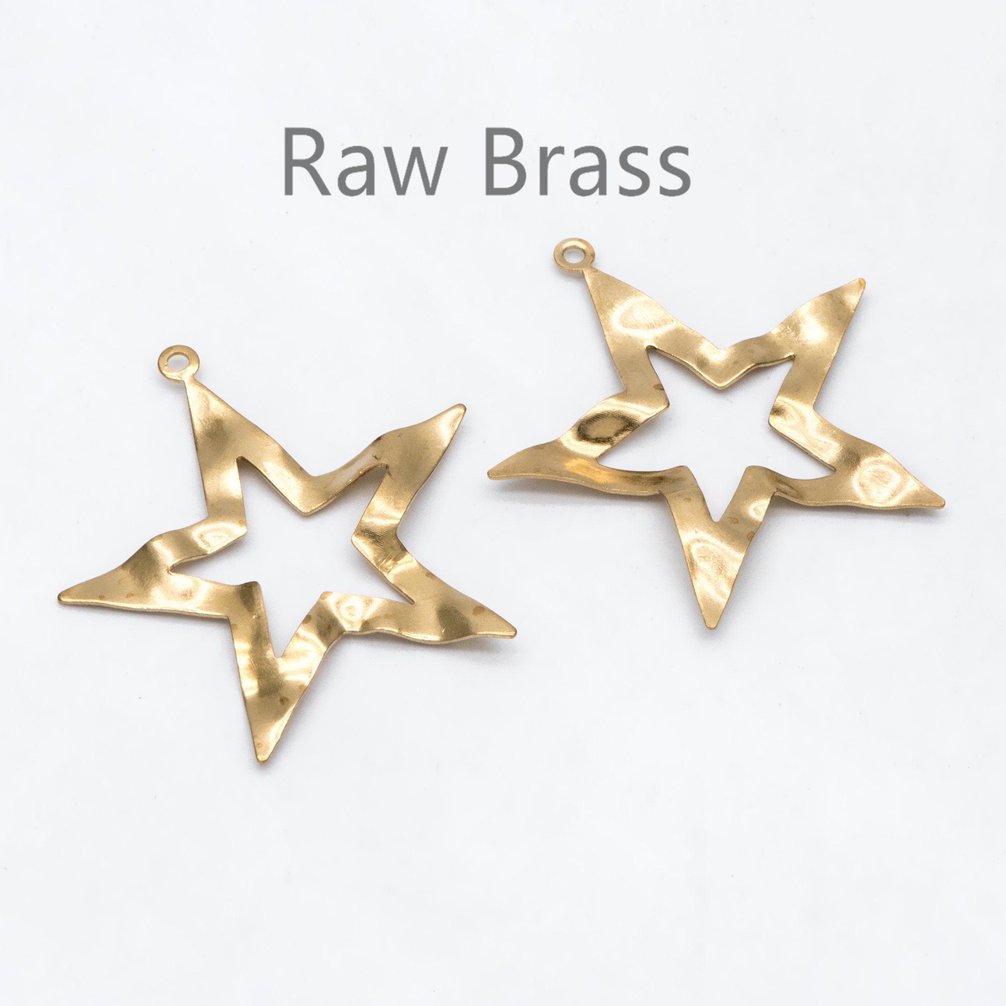 10pcs Raw Brass Star Charm Pendants 40x39mm, Brass Findings Wholesale (RB-253)