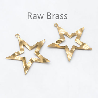 10pcs Raw Brass Star Charm Pendants 40x39mm, Brass Findings Wholesale (RB-253)