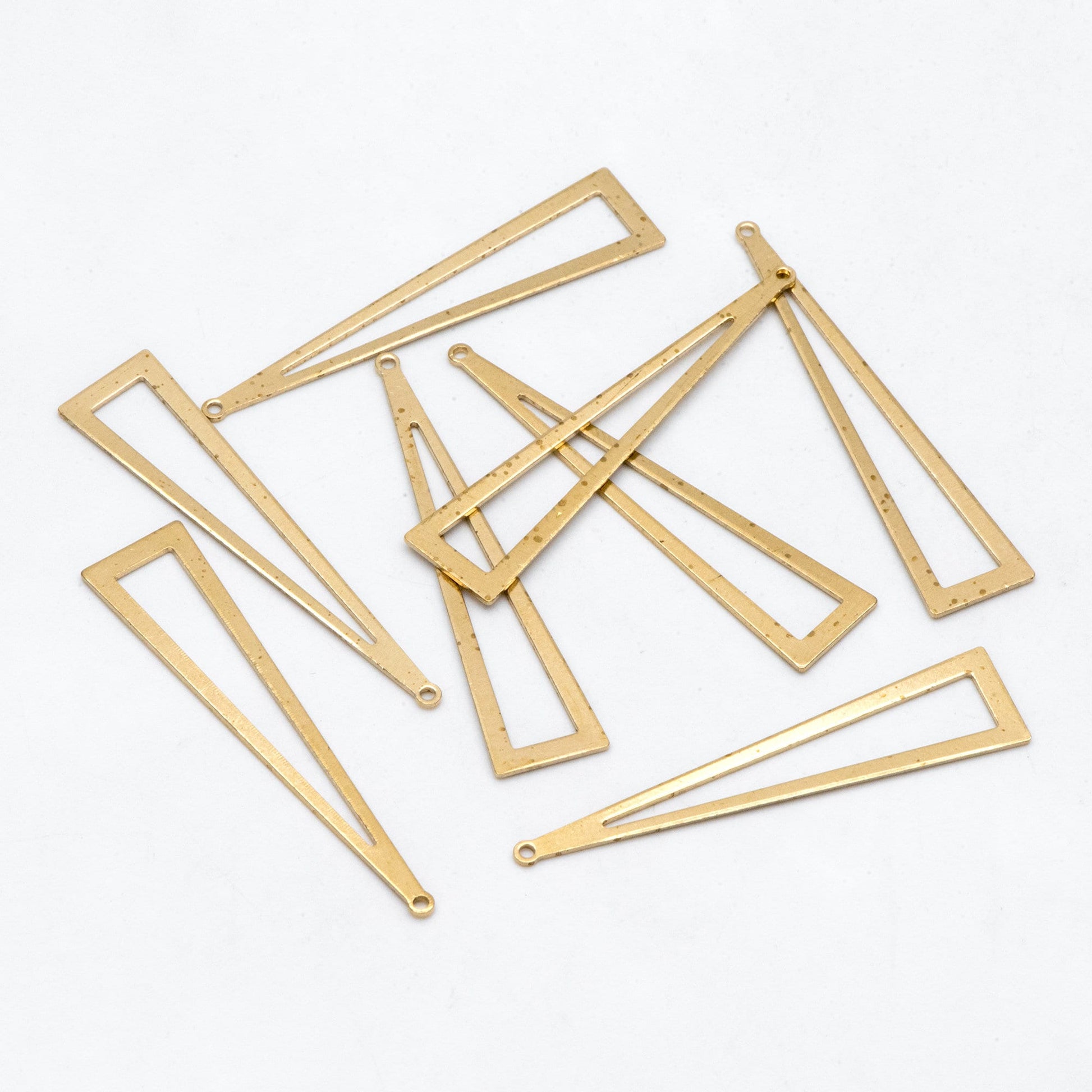 10pcs Raw Brass Long Triangle Link Charms 50x11mm, Brass Geometric Pendants (RB-254)