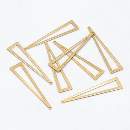 10pcs Raw Brass Long Triangle Link Charms 50x11mm, Brass Geometric Pendants (RB-254)