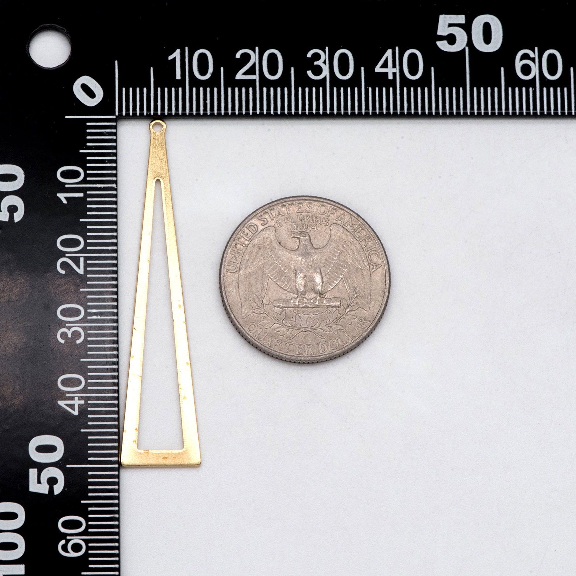 10pcs Raw Brass Long Triangle Link Charms 50x11mm, Brass Geometric Pendants (RB-254)