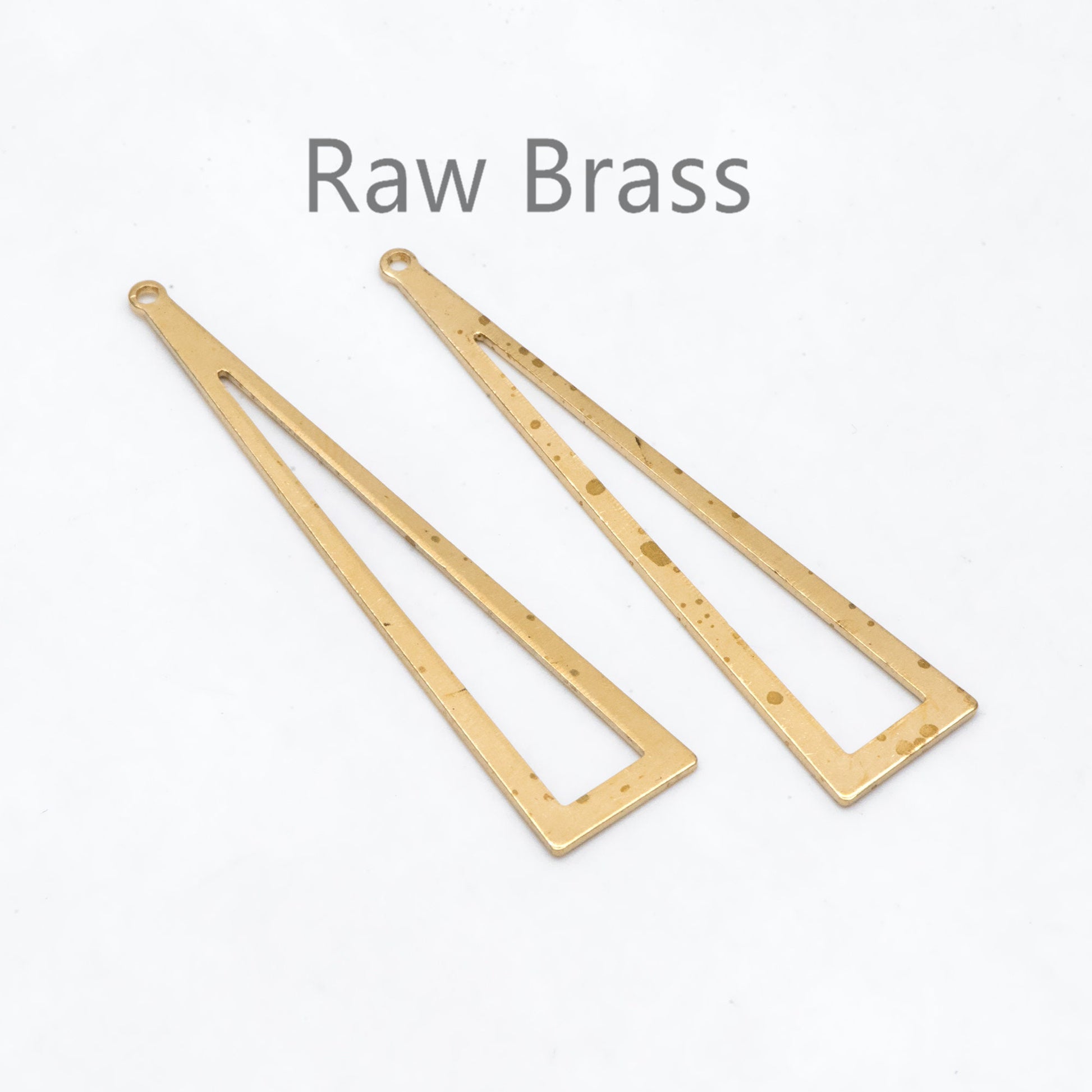 10pcs Raw Brass Long Triangle Link Charms 50x11mm, Brass Geometric Pendants (RB-254)
