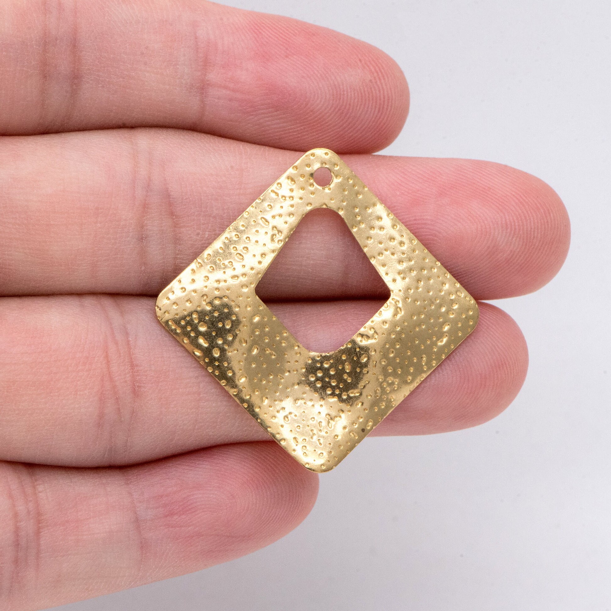 10pcs Raw Brass Rhombus Charm Pendants, Brass Findings Wholesale (RB-256)