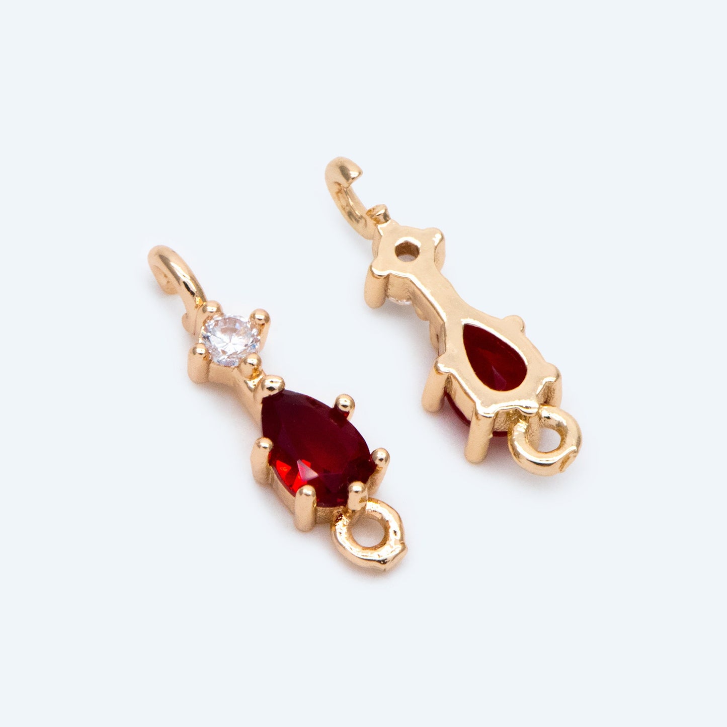 10pcs Rhinestone Teardrop Connectors, Crystal Drop Charms, 18K Gold Supplies, Diy Material (GB-2643)