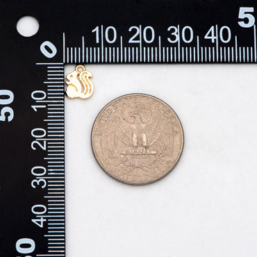 10pcs Gold Squirrel Charm Pendants 12mm, Real Gold plated Brass, Color Not Easily Tarnish (GB-375)