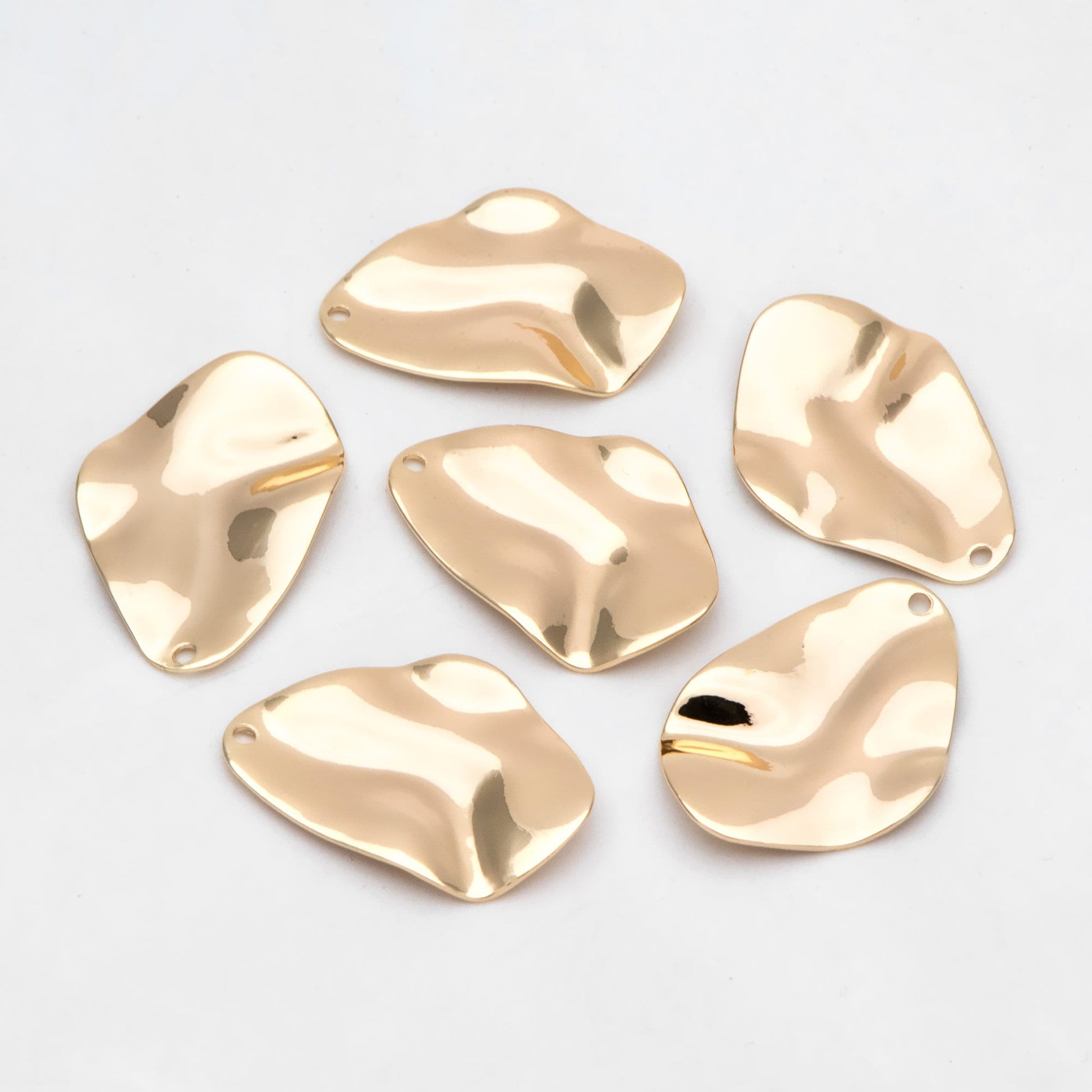 10pcs Gold Hammered Teardrop Charms 25x18mm, Unique Water Drop Pendants (GB-402-I)
