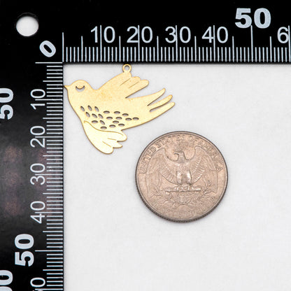 10pcs Raw Brass Bird Charm Pendants 25x30mm, Brass Findings Wholesale (RB-261)