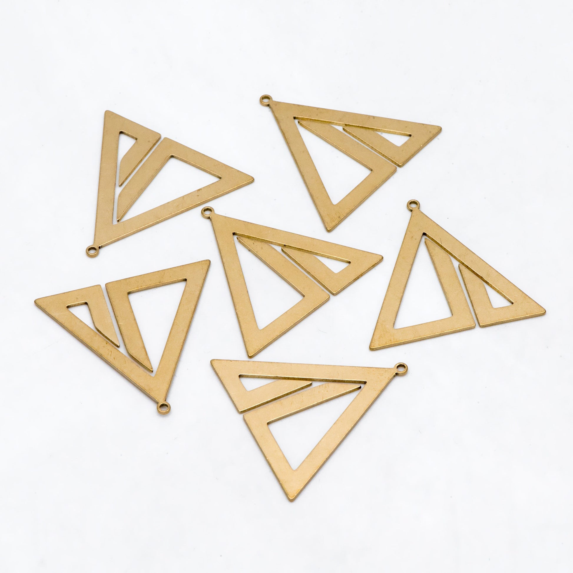 10pcs Raw Brass Triangle Charm Pendants, Brass Findings Wholesale (RB-270)
