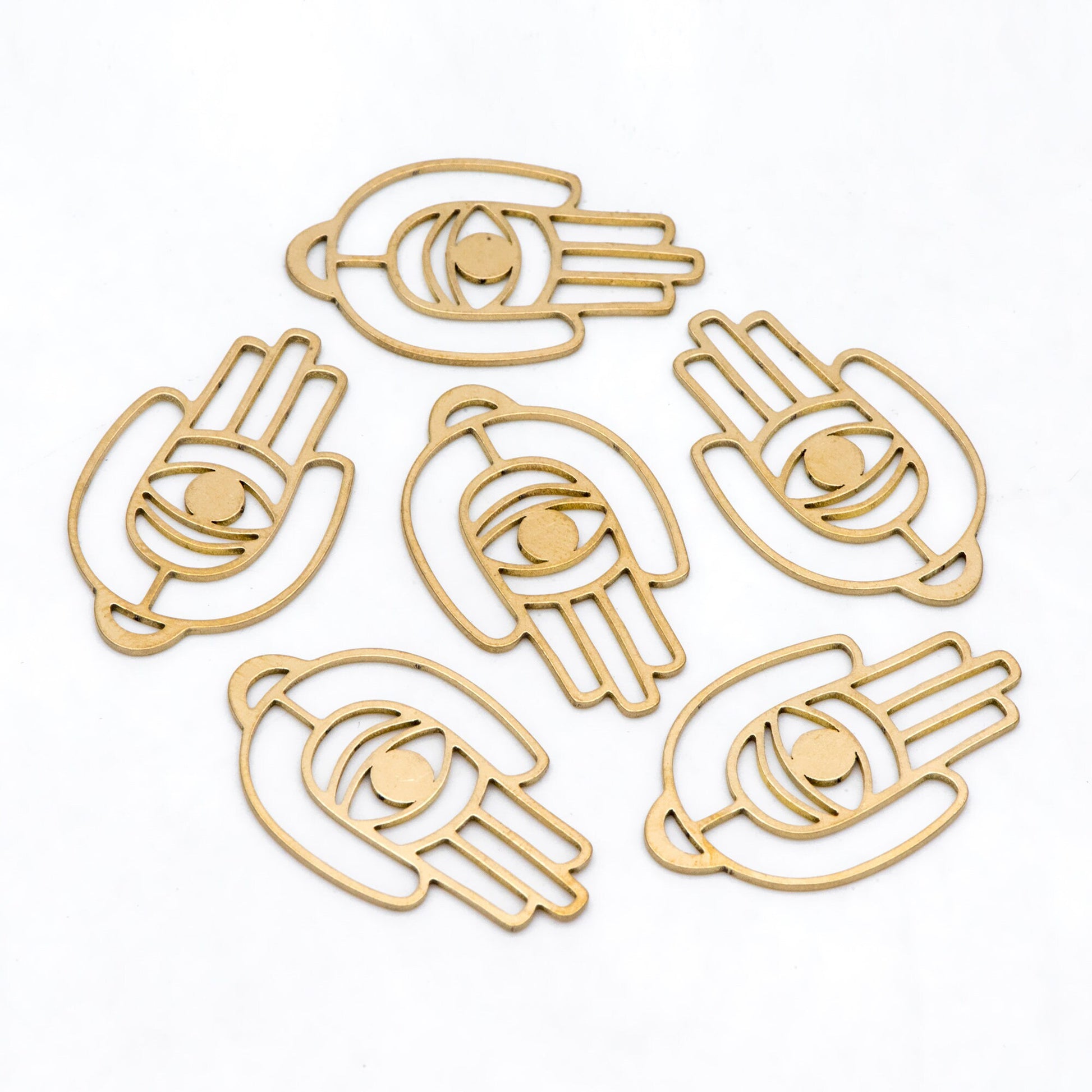 10pcs Raw Brass Hamsa Hand Charm Pendants 30x18mm, Brass Findings Wholesale (RB-275)