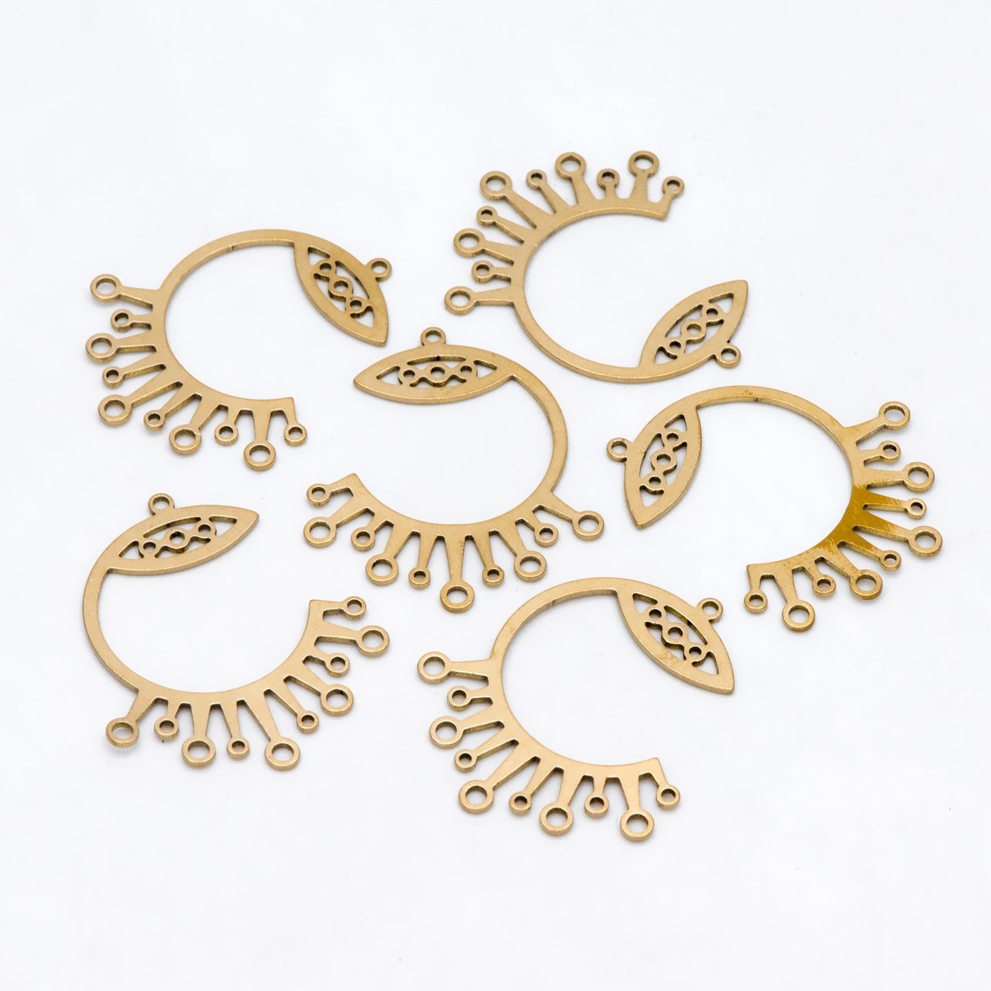 10pcs Raw Brass C Shaped Charm Pendants With Multiloop 31.5x27mm, Brass Findings Wholesale (RB-276)