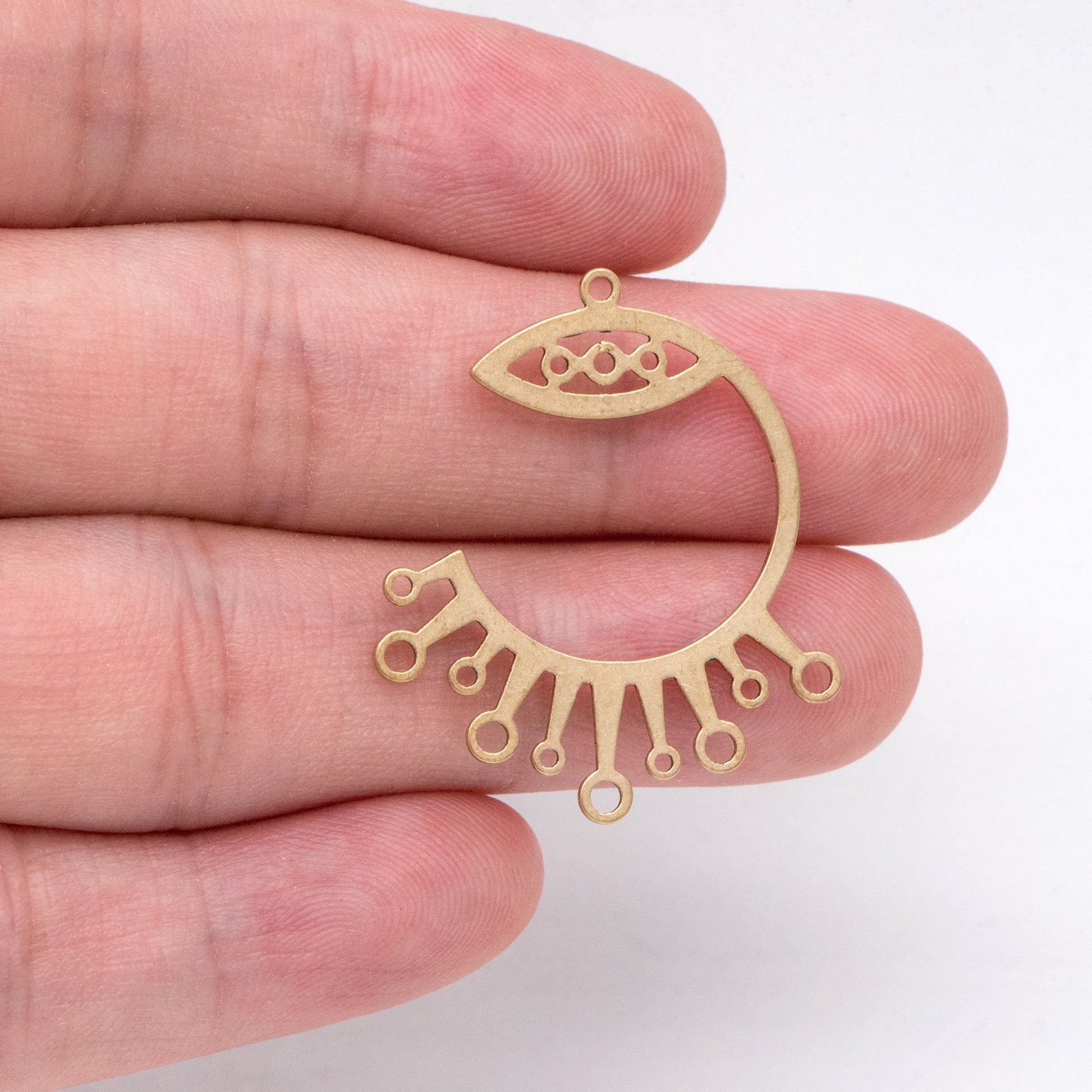 10pcs Raw Brass C Shaped Charm Pendants With Multiloop 31.5x27mm, Brass Findings Wholesale (RB-276)