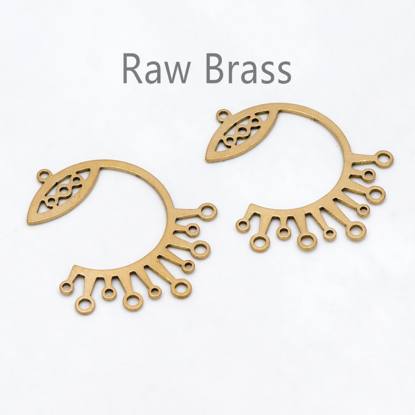 10pcs Raw Brass C Shaped Charm Pendants With Multiloop 31.5x27mm, Brass Findings Wholesale (RB-276)