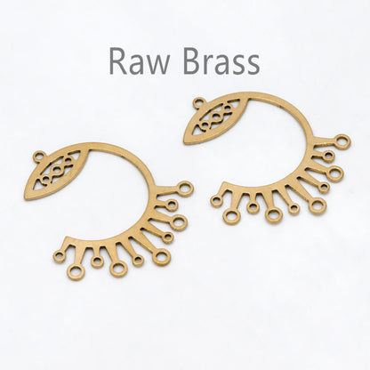 10pcs Raw Brass C Shaped Charm Pendants With Multiloop 31.5x27mm, Brass Findings Wholesale (RB-276)
