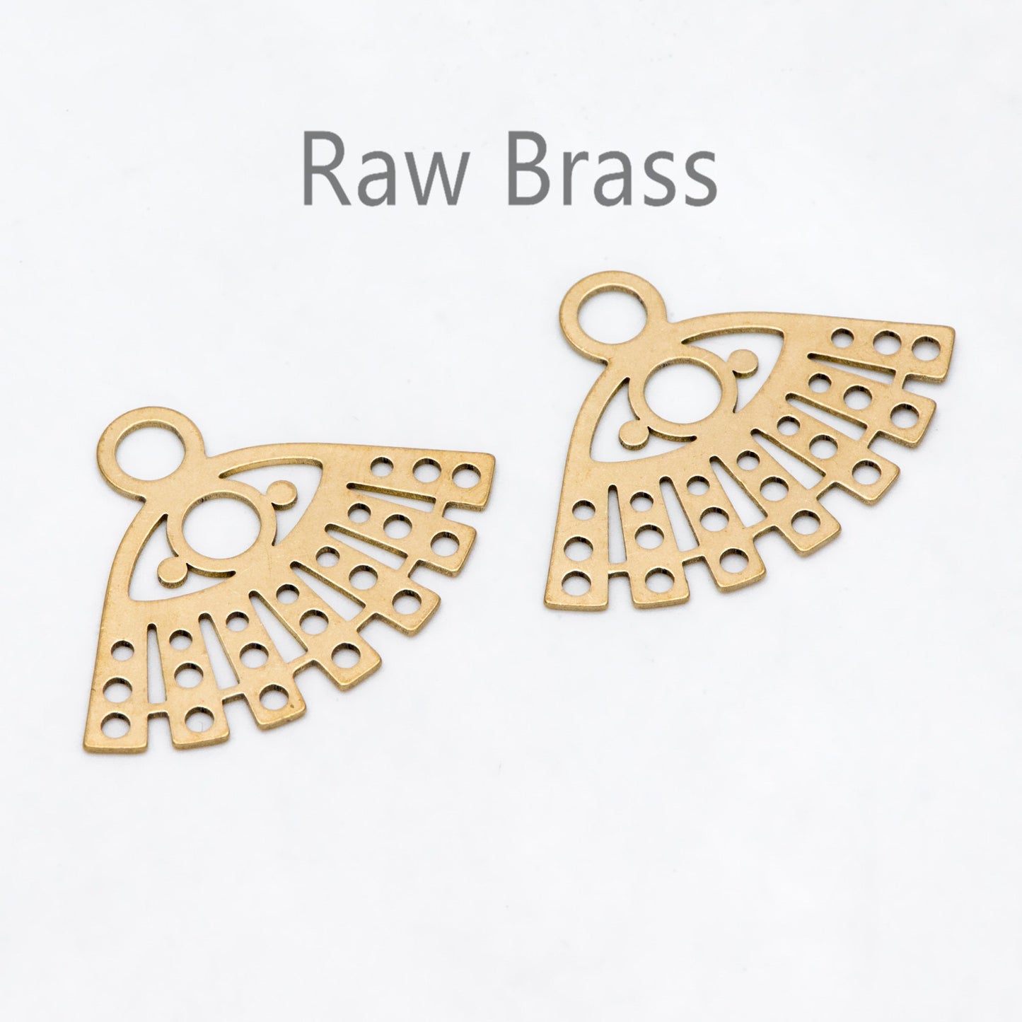 10pcs Raw Brass Fan Charm Pendants 23.5x31mm, Brass Findings Wholesale (RB-277)