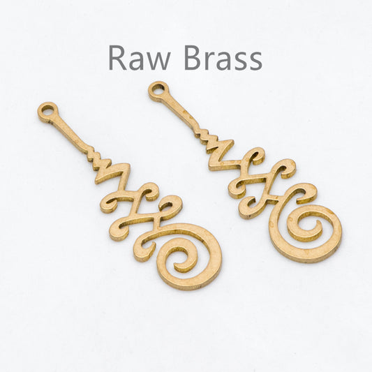 10pcs Raw Brass Flower Charm Pendants 33x10mm, Brass Findings Wholesale (RB-257)