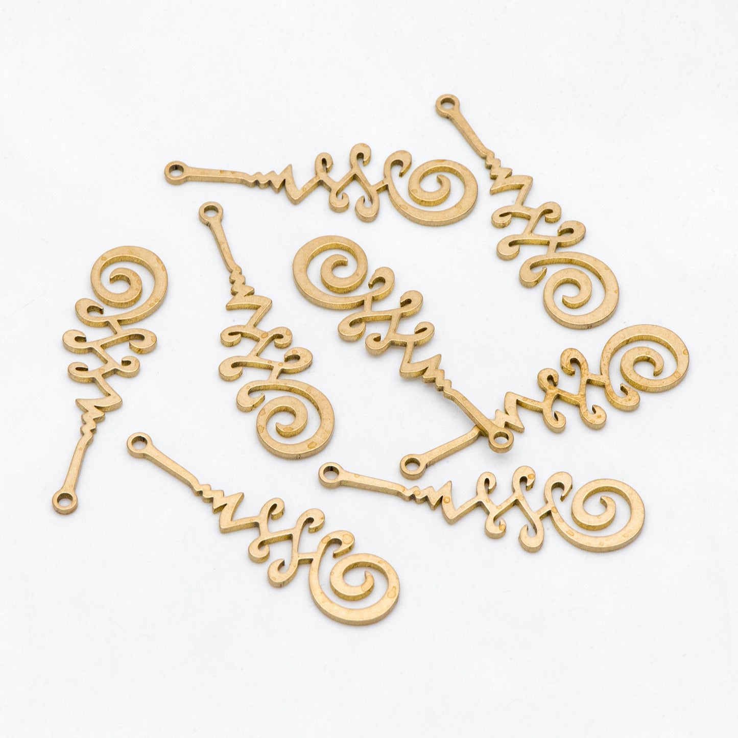 10pcs Raw Brass Flower Charm Pendants 33x10mm, Brass Findings Wholesale (RB-257)