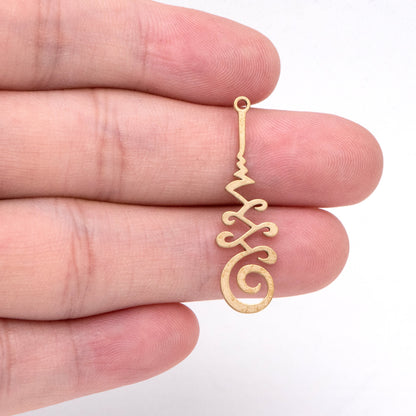 10pcs Raw Brass Flower Charm Pendants 33x10mm, Brass Findings Wholesale (RB-257)