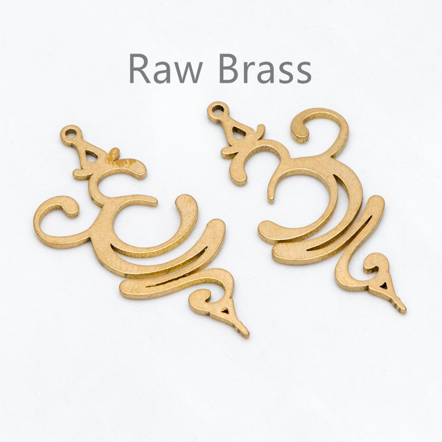 10pcs Raw Brass Number 3 Charm Pendants 34.5x17.5mm, Brass Findings Wholesale (RB-258)