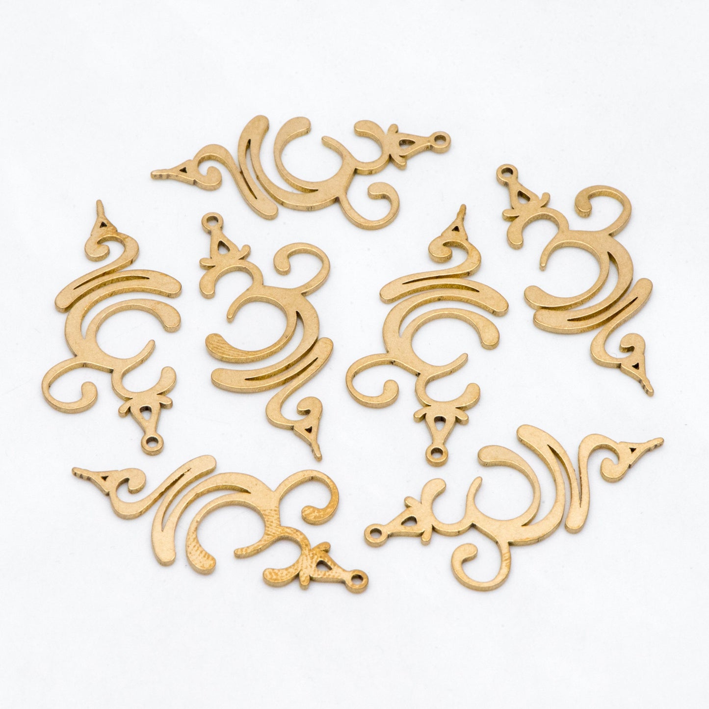 10pcs Raw Brass Number 3 Charm Pendants 34.5x17.5mm, Brass Findings Wholesale (RB-258)
