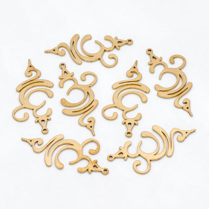 10pcs Raw Brass Number 3 Charm Pendants 34.5x17.5mm, Brass Findings Wholesale (RB-258)