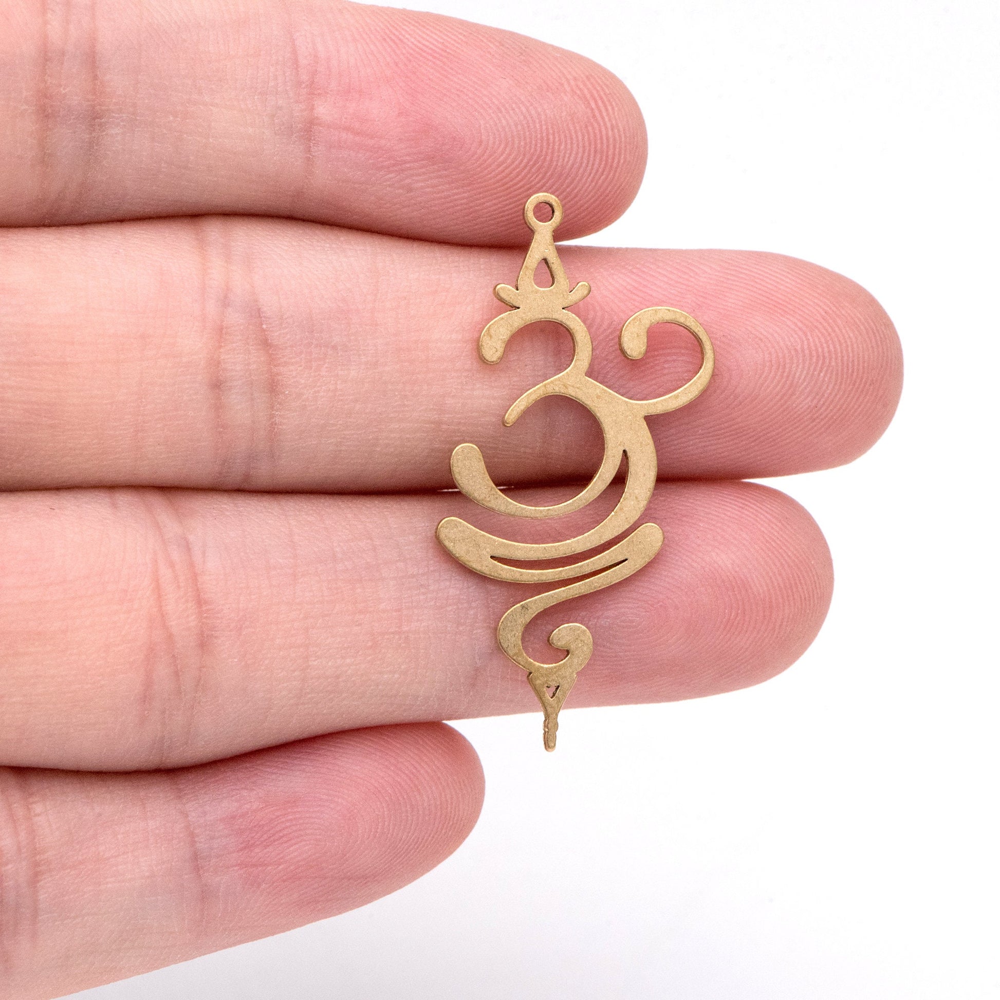 10pcs Raw Brass Number 3 Charm Pendants 34.5x17.5mm, Brass Findings Wholesale (RB-258)