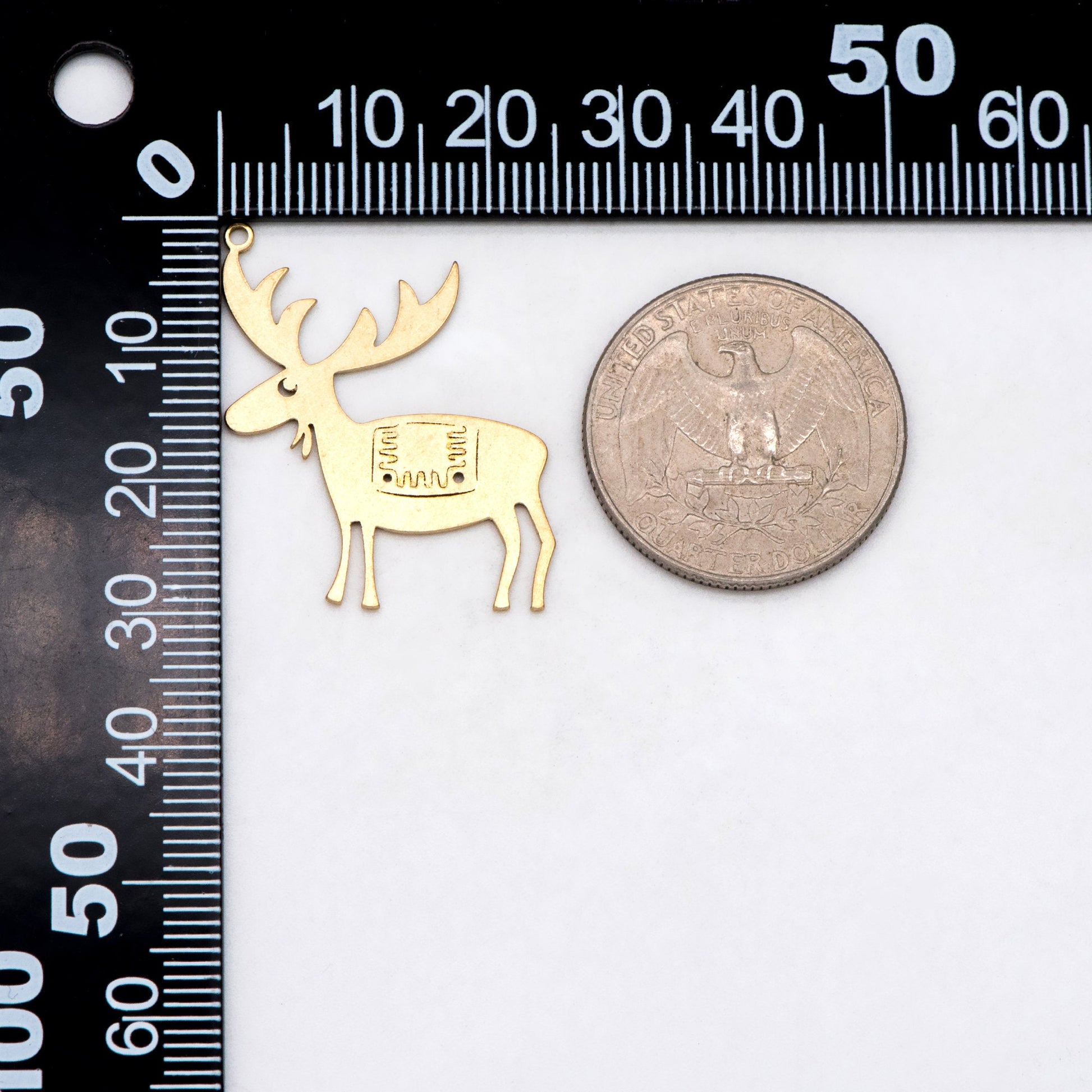 10pcs Raw Brass Reindeer Charm, Elk Pendant, 29x26mm, Brass Findings Wholesale (RB-260)