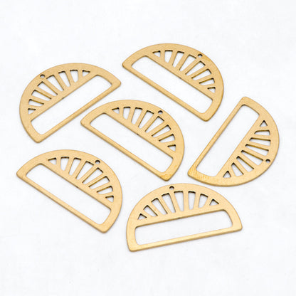 10pcs Raw Brass SemiCircle Charm Pendants 17x30mm, Brass Findings Wholesale (RB-281)