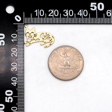 10pcs Raw Brass Cat Charm Pendants 15x21.5mm, Brass Findings Wholesale (RB-284)